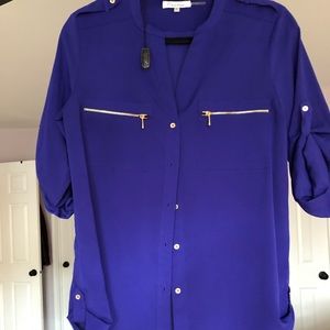 Calvin Klein Zip Pocket Utility Blouse